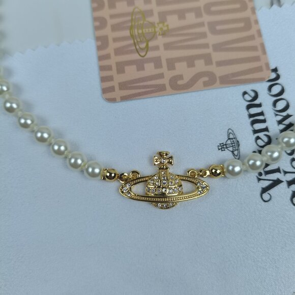 Vivienne Westwood The Gold-tone Mini Bas Relief Pearl Choker - Picture 3 of 8